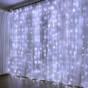 300 LED girlianda - užuolaida 3x3 (šaltai balta)